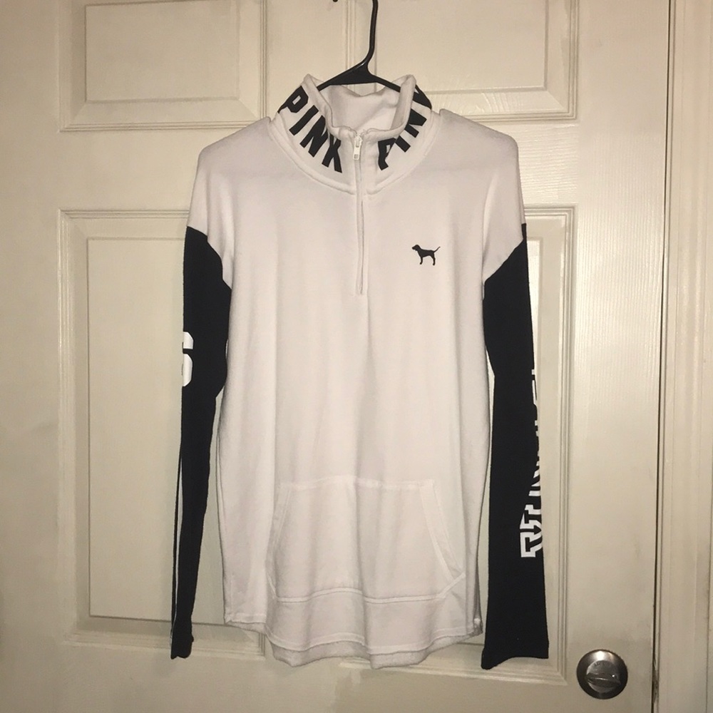 White and Black PINK Quarter Zip